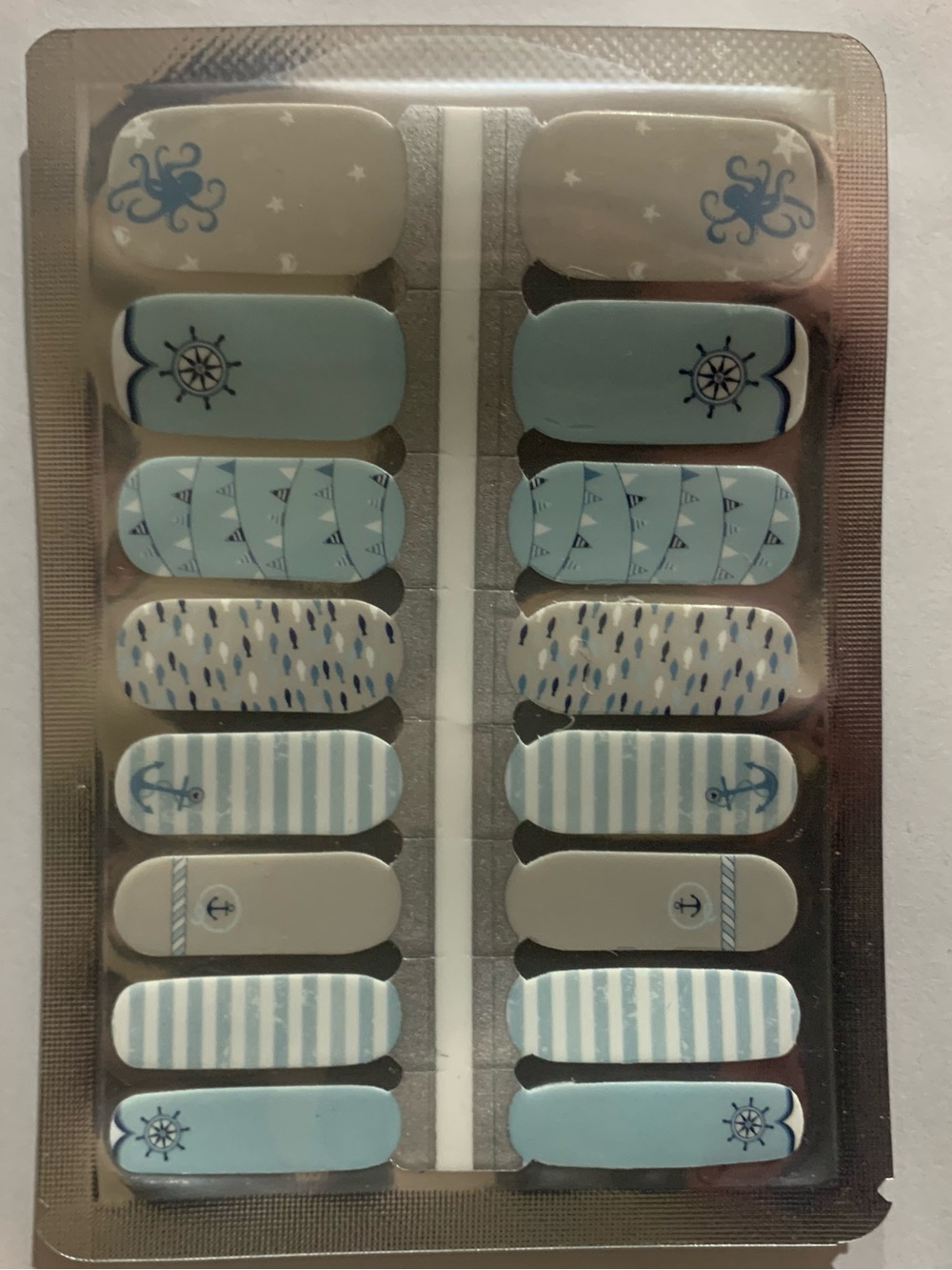 Nautical Blue and Ivory Nail Wrap Set